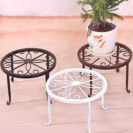 5 Pieces Black Metal Iron Round Outdoor Balcony Flower Pot Stand
