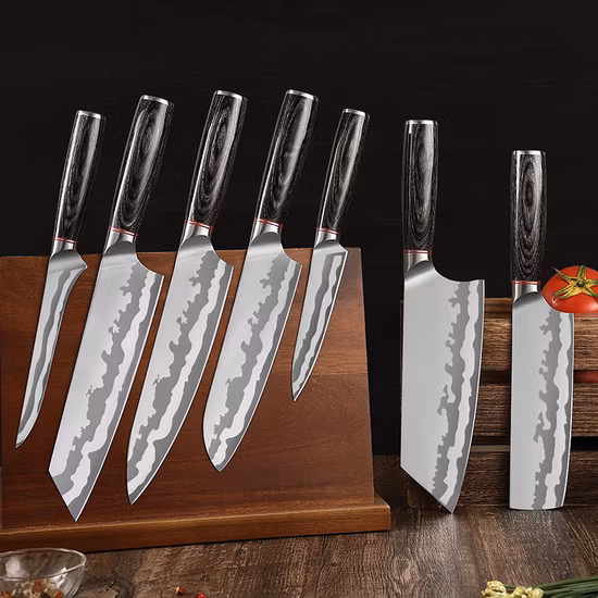 Professional Multi Use 8PC 8 Inch 67 Layer Damascus Grain Boxed Kitchen Japanese Chef Knife Set in Gift Magnetic Black Color Box